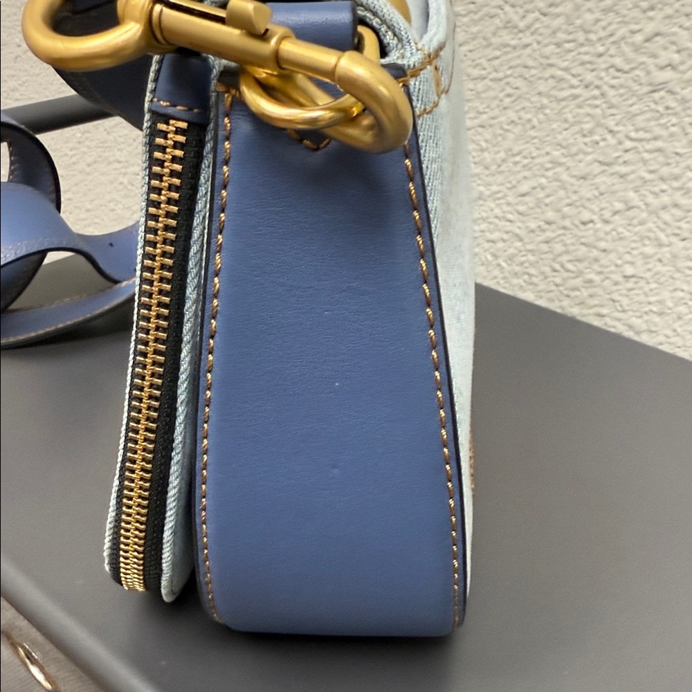 Mark Jacobs Nomad Studded Chic Denim and Gold Studded Crossbody Bag - Picture 5 of 16